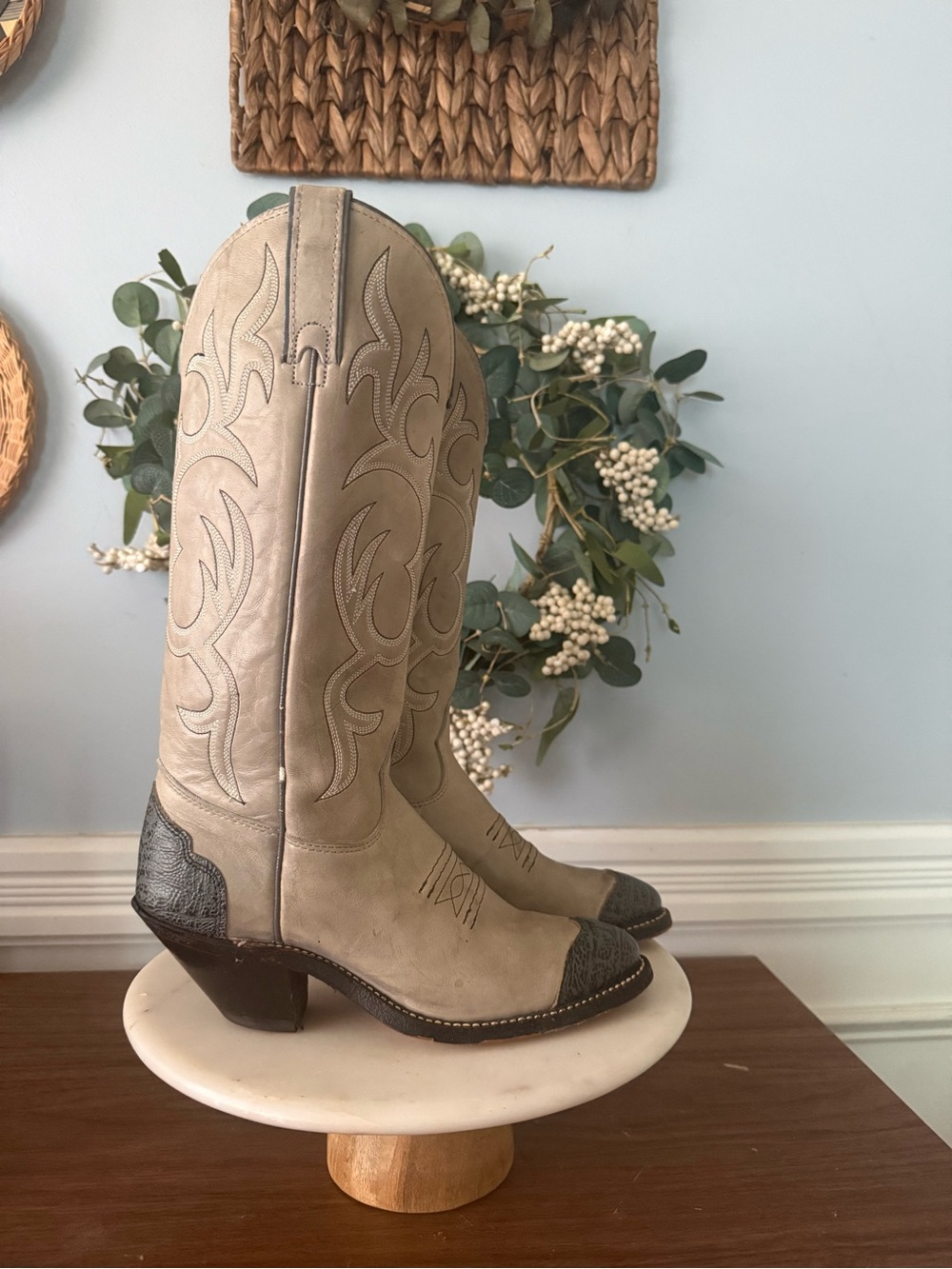 Women's Two-Tone Leather Western Cowboy Boots